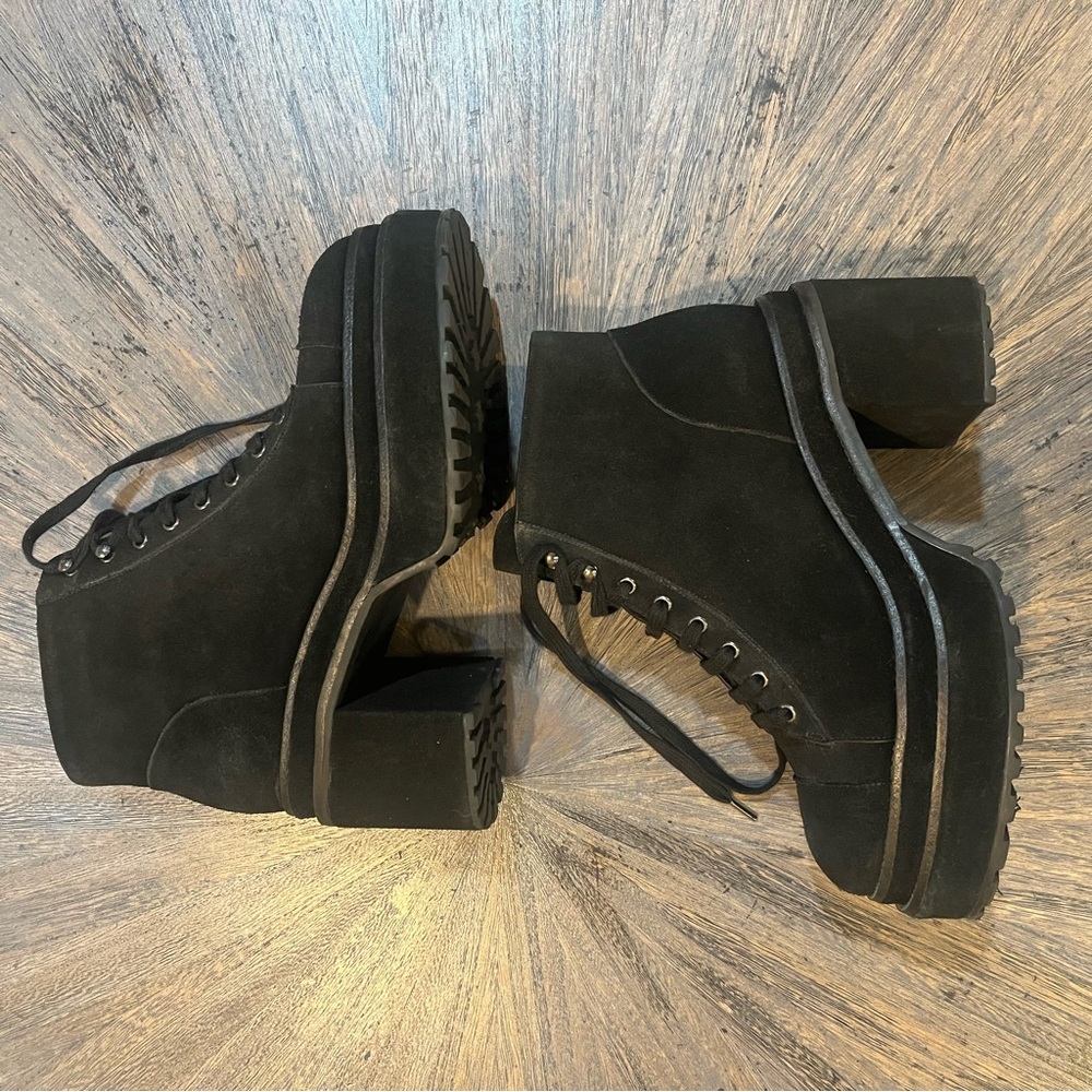 CULT GAIA Bratz Black Suede Platform Lace-Up Boots – Size 38 (US 7–8) - Picture 7 of 16